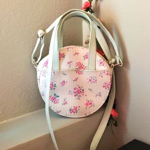 Pastel Blue with Pink Flowers Hand Bag